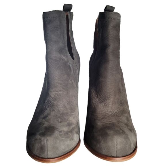 Jeffrey Campbell Booties Oshea Grey Leather Chunky Heel Ankle Boot Shoes Size 10 - Picture 10 of 15
